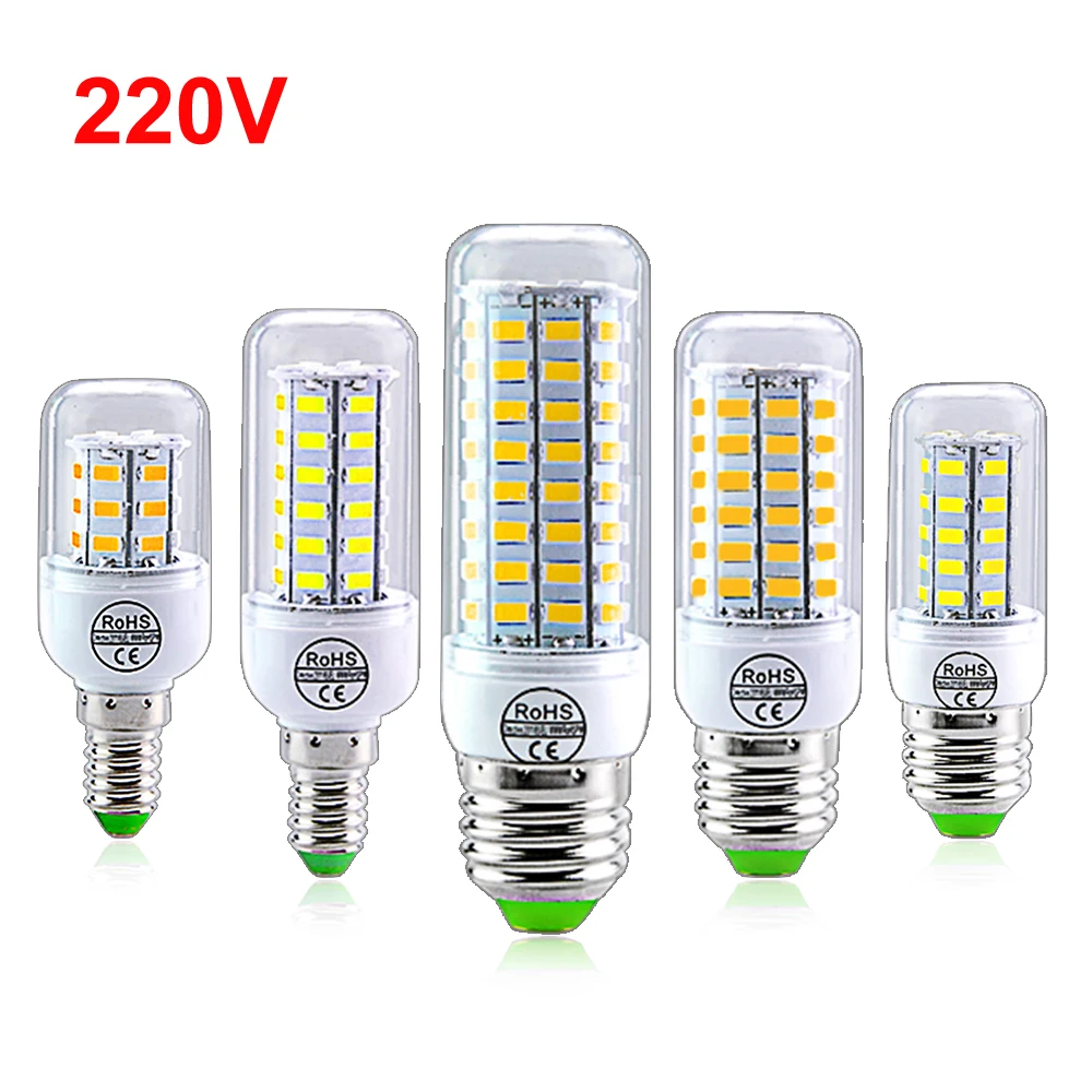 

E27 LED Lamp 220V SMD5730 E14 LED Bulb 24 36 56 72 LEDs Corn Bulb for Home Chandelier High Lumen Cold White Warm White 10pcs