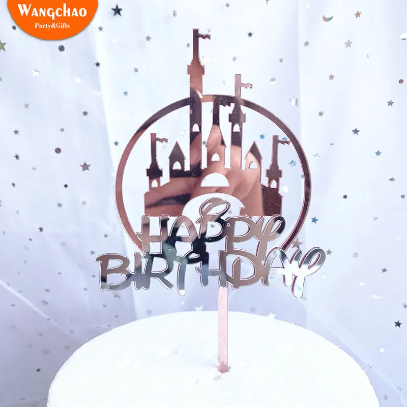 Замок мечты акриловый Топпер для торта «С Днем Рождения» Принц Принцесса Тема торт украшения вечерние принадлежности для душа ребенка