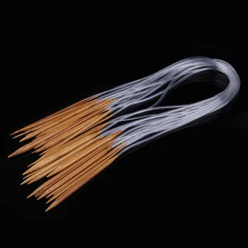 

18Pairs 18sizes 2.0mm-10.0mm 80cm 32" Circular Nature Bamboo Carbonized Knitting Needles Sweater Craft Tools Sewing Accessories