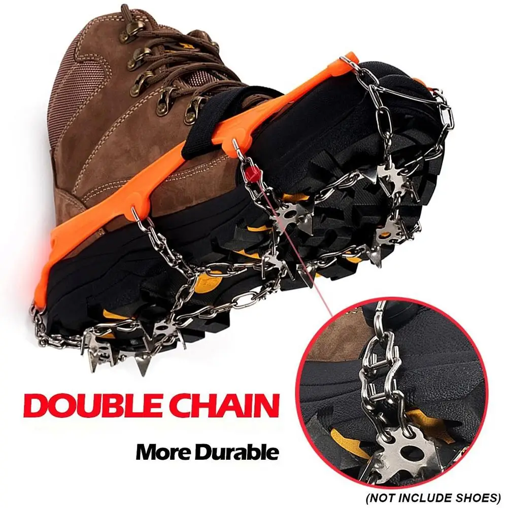 

1 Pair 13 Teeth Ice Snow Grips Crampon Winter Hiking Climbing Shoes Cleats Chain Ice Gripper