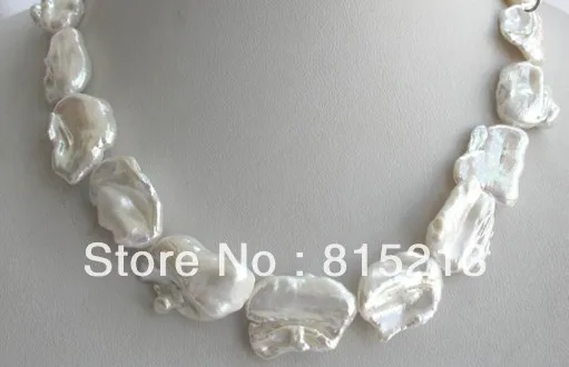 

Hot sell -@@@ A246 stunning big 23mm baroque white keshi reborn freshwater pearl necklace -Top quality free shipping