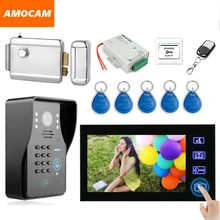 7″ Touch Video Doorbell Kit ID Keyfobs Password Code Exit Electronic Door Lock Wired Video Door Phone Intercom System