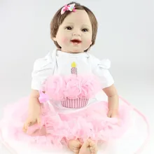 Smile Newborn Baby Girl Dolls Handmade 22 Inch 55 cm Silicone Reborn Baby Dolls For Girl/Kids Best Toys Lifelike Newborn Babies