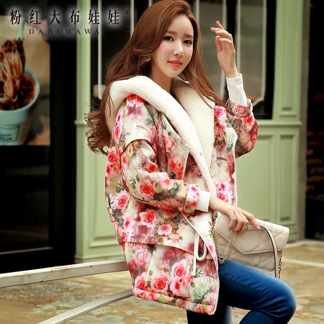 Best price at $143 Cheap dabuwawa winter 2016 plus size thickened female print coat women