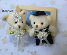 1 ペア、ギフトを負担ぬいぐるみ花嫁 & 花婿クマぬいぐるみ; ぬいぐるみクマのおもちゃ 10 センチメートルソフト人形玩具(China)