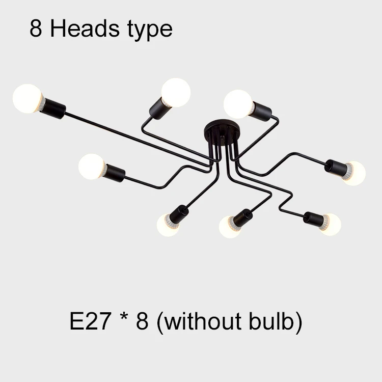 Винтажные светодиодные подвесные светильники Светильник Подвесной промышленного назначения Ретро подвесной светильник для гостиной спальни столовой кухни 4 6 8 головы E27 - Цвет корпуса: 8 Heads no bulb
