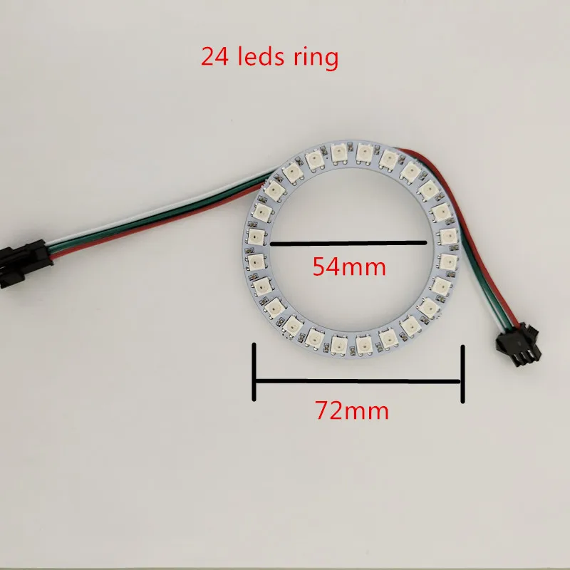 WS2812B кольцо 16 24; большие размеры 35-45 биты светодиодный s WS2812B SK6812 5050 RGB Мечта Цвет СВЕТОДИОДНЫЙ Кольцо WS2812 IC 5050 встроенный RGB адресуемых DC5V