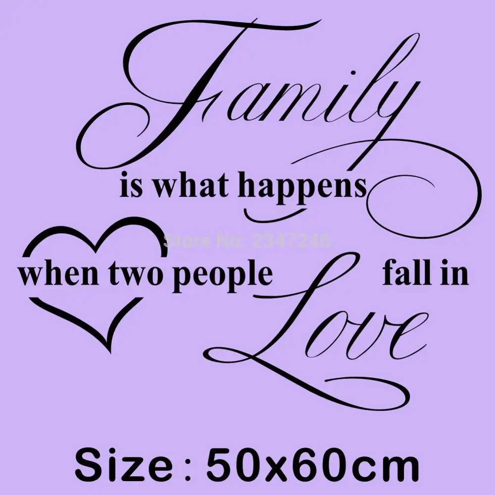 Home Quotes Wall Decal Family Is What Happens When Two People Fall In Love Lettering Mural