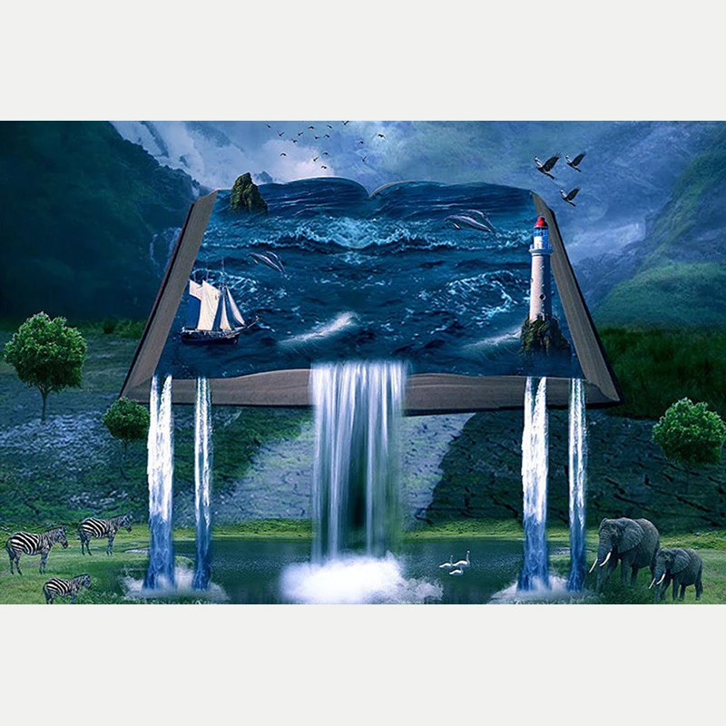 3D DIY Diamond Painting Cross Stitch Scenery Big Waterfall Needlework Elephant zebra Full square Embroidery home Decor | Дом и сад