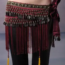 Hand made Belly Dance Classical Fringe Skirt Hip Scarf Coin Belt Tribal Style Waist Tribe Belt Tassel With Copper 3 Colors