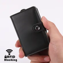 2019 Anti Rfid Credit Card Holder Case Men PU Leather ID Bank Card Holder with Aluminium Alloy Box Wallet Card Bag Case 2016 new aluminium alloy employee worker id card holder with lanyard
