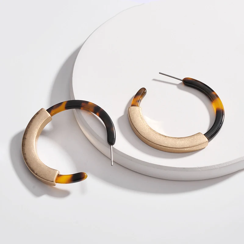 

Vintage Round Circle Tortoiseshell Acrylic Hoop Earrings Female Party Gifts Acetic Acid Leopard Print Resin Geometric Earrings