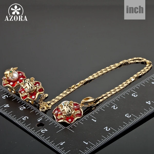 Серьги гвоздики и ожерелье AZORA золотистого цвета TG0019|jewelry sets|jewelry necklace setsnecklace set |