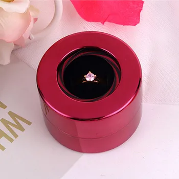 

Women Fashion Design Wedding Creative Round Rotating Wedding Ring Gift Box Jewelry Display Storage Case Ample