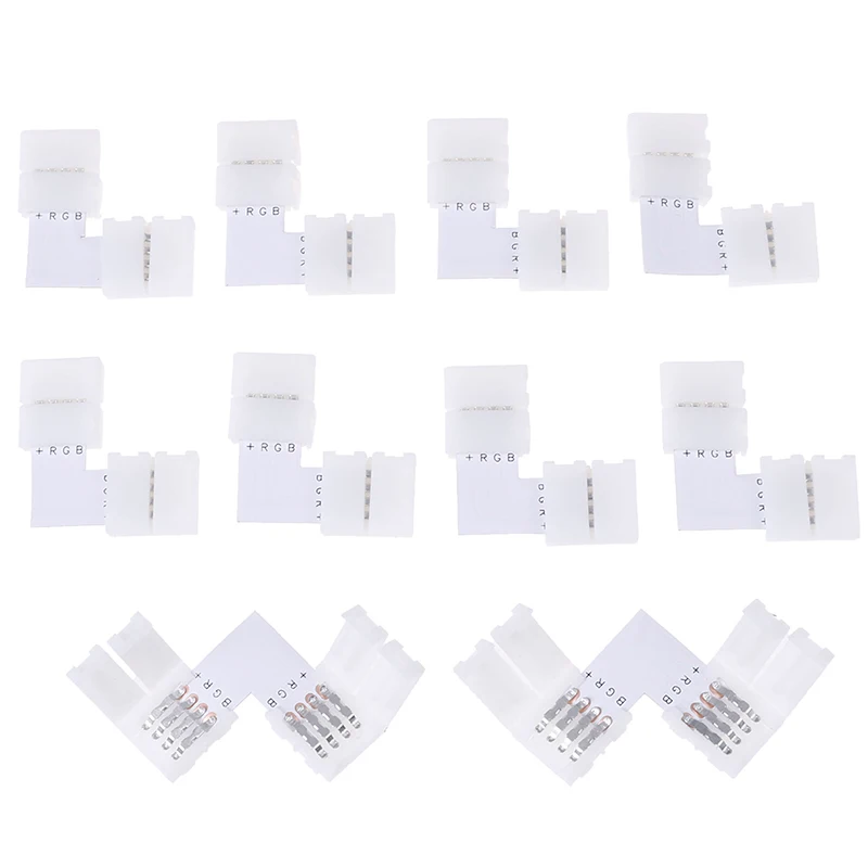 

10pcs 4pin LED Light Strip Connector L-shape For Connecting Corner Right Angle 10mm 5050 LED Strip Light Tape Ribbon