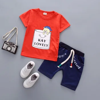 

Baby Boy Summer Clothes Korean Leisure KAY LOVELY Short Sleeved T-shirts Denim Shorts Infant Clothing Kids Bebes Jogging Suits