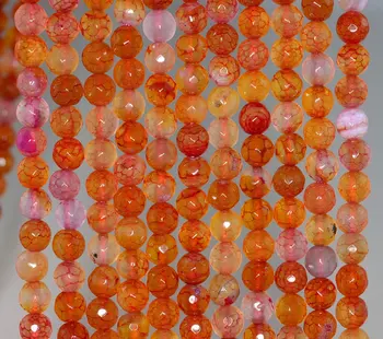 

6mm Crackled Agate Gemstone Peach Faceted Round Loose Beads 15 inch Full Strand (90183883-366)