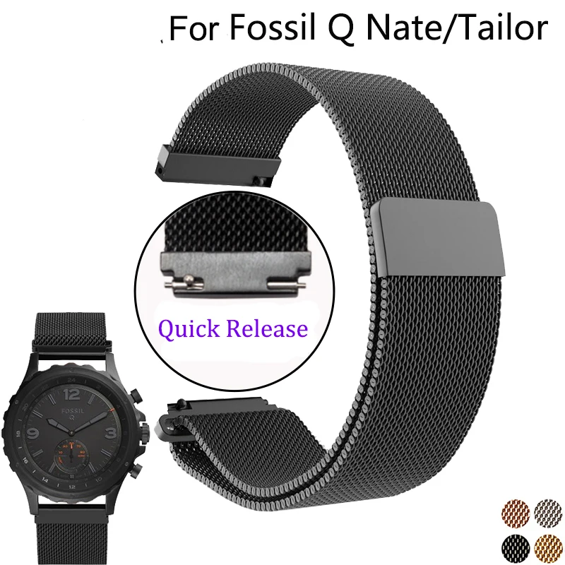 

Milanese mesh belt quality stainless steel watchbands 18mm for Fossil Q Nate/Tailor quick release