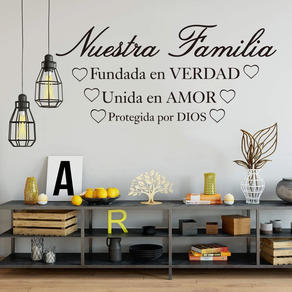 Spanish Our Family  Truth Joined in love Kept by god Bible Verse Spain Quote Wall Decal Sticker Spain Quote  Vinyl Bedroom  (3)