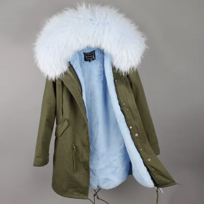 MaoMaoKong искусственный мех выстроились хорошее качество ветровка пальто армейский зеленый натуральный мех пальто пушистые толстовки Россия женская зимняя куртка - Цвет: Color 7