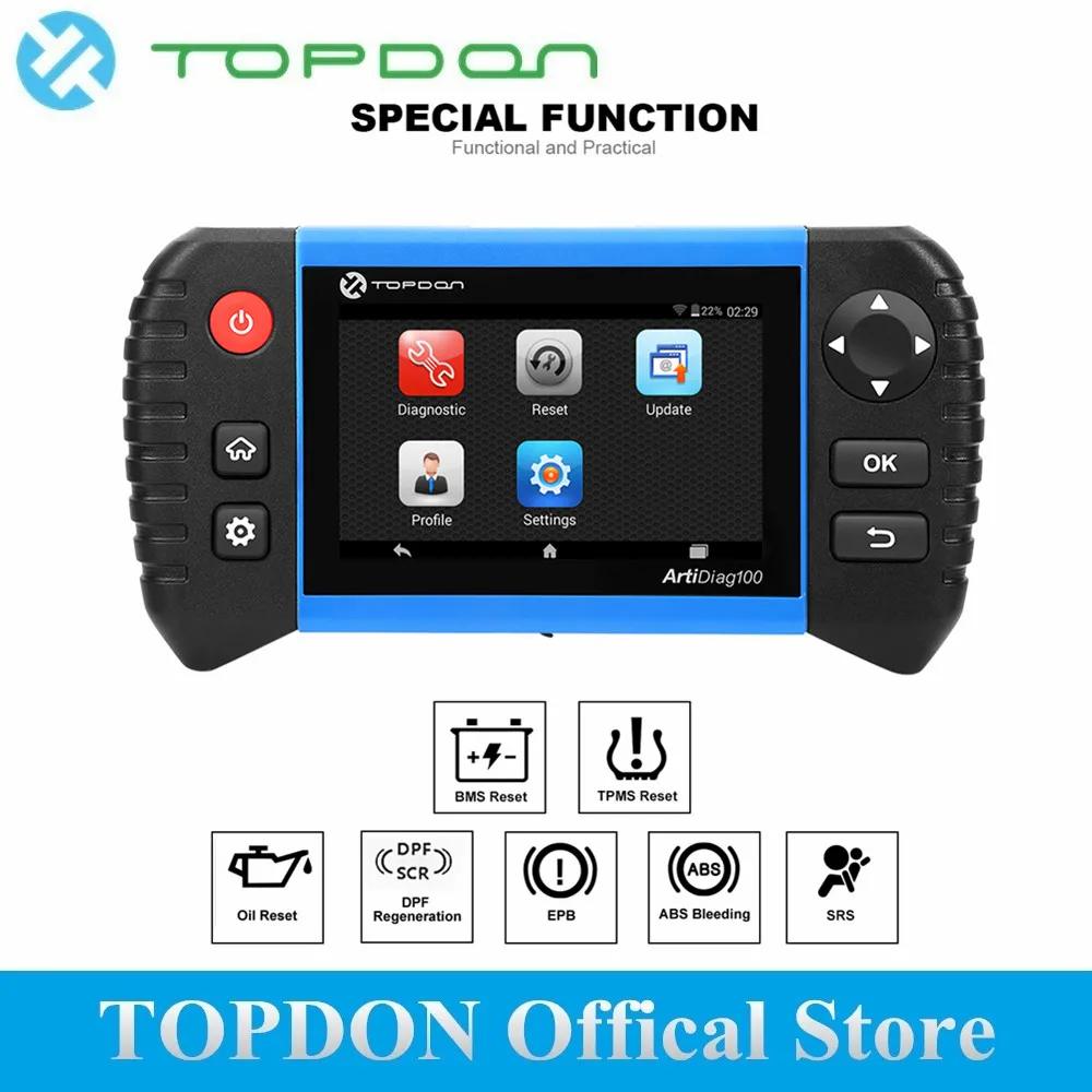 

TOPDON ArtiDiag100 Diagnostic Tool Auto OBD 2 OBDII Scanner All System Professional Engine Analyzer Code Reader as CRP Touch Pro