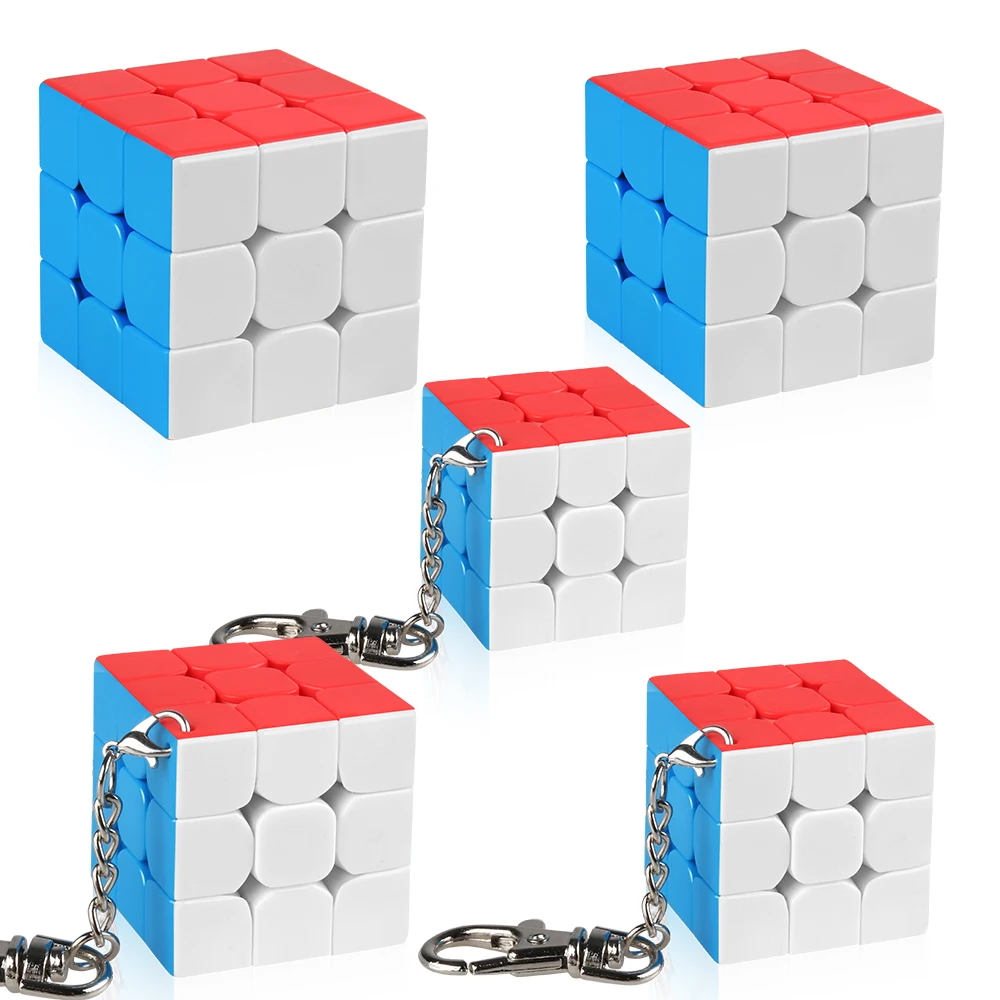 5 шт./компл. Moyu Cubing классе Magic Cube набор мини 3x3 Скорость Cube с брелки Подарочная коробка прозрачный пазл Комбинации