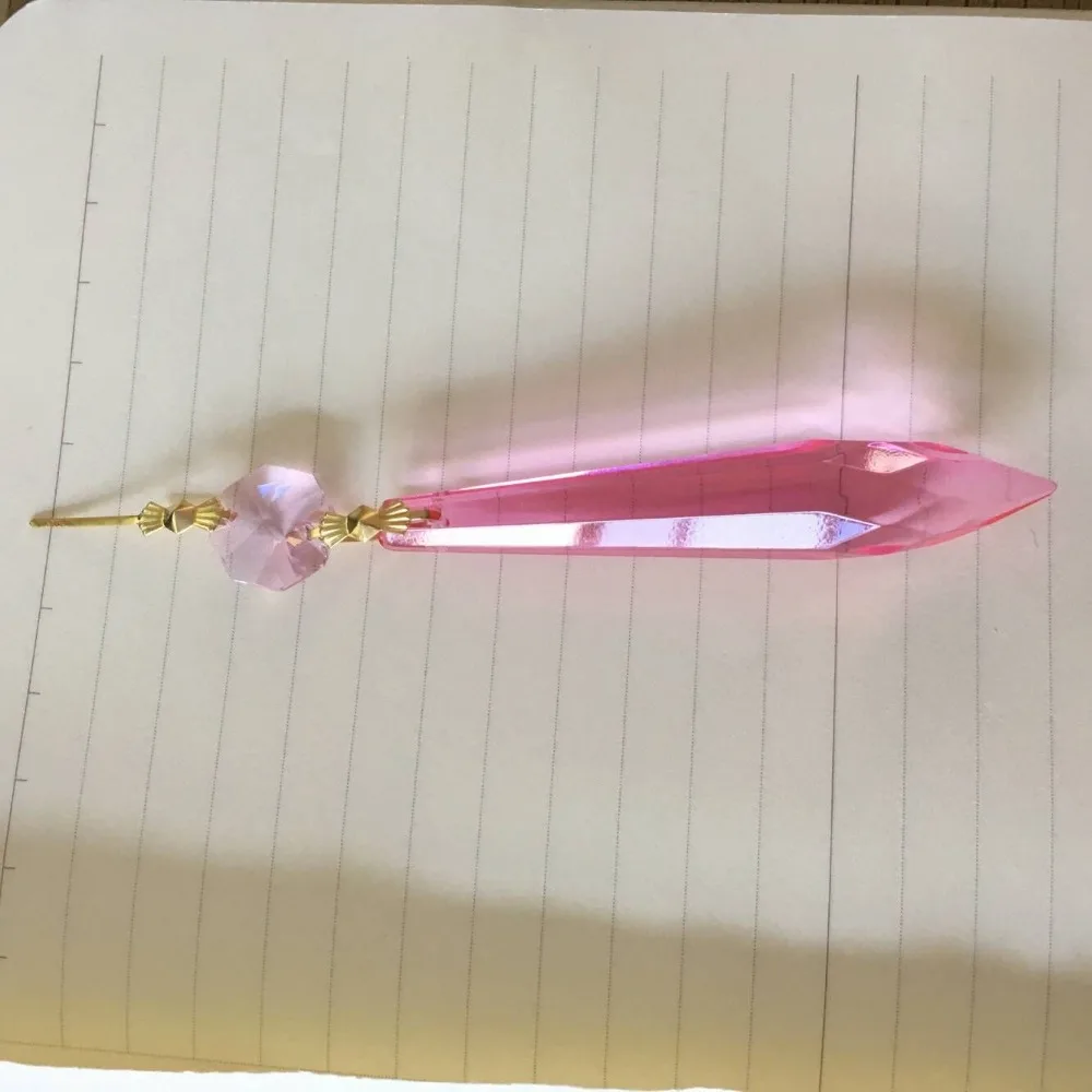 5 Opaline Pink 76mm Raindrop Chandelier Crystals Art Glass 