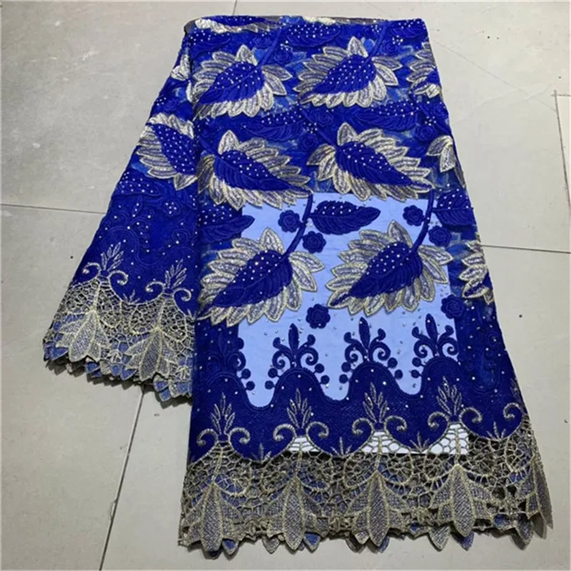 

royal blue Hot sale latest african laces 2019 african cord lace fabric guipure lace fabric nigerian lace fabrics for dress