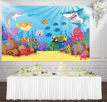 

HUAYI UnderWater life Mermaid sea birthday party banner baby shower decor Photography photo props backdrop background mz-1075