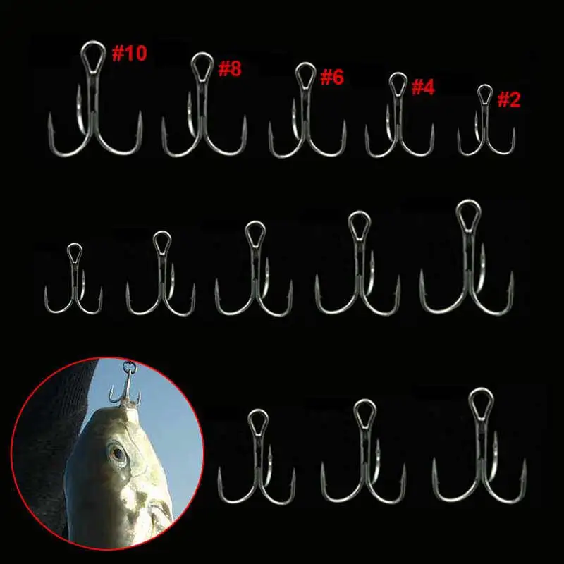 

20pcs Steel Treble Fishing 3 Hooks Black Small Round Bent Triple Hard Lure Spoon Fishhook BHD2