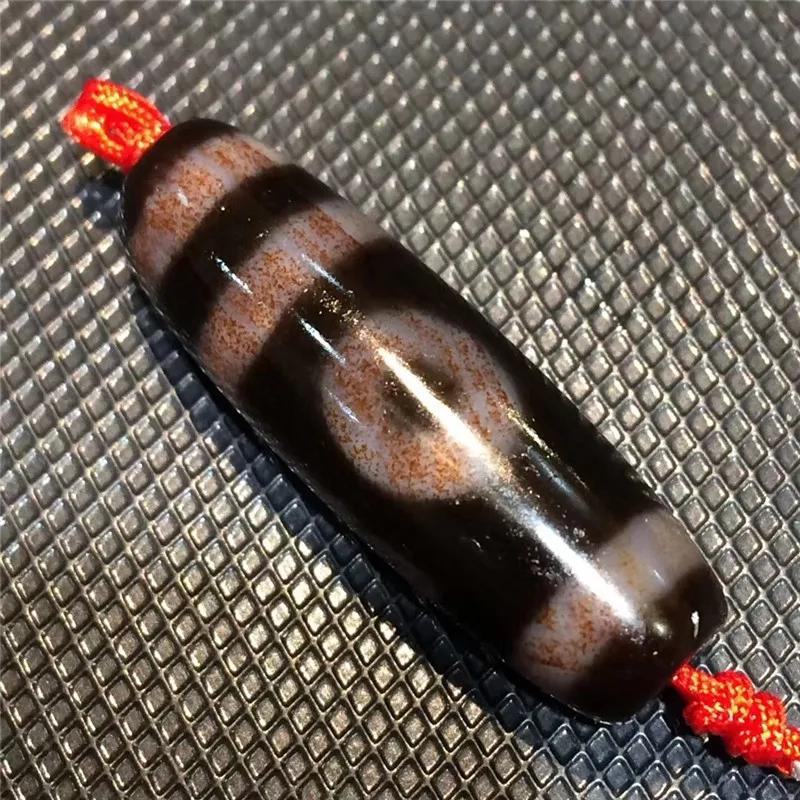 

190418-1 High Qaulitied 1 Eye 10mmx32.5mm Natural Agate with Cinnabar dots Dzi Ji Beads Powerful Amulet Collectible dzi Beads