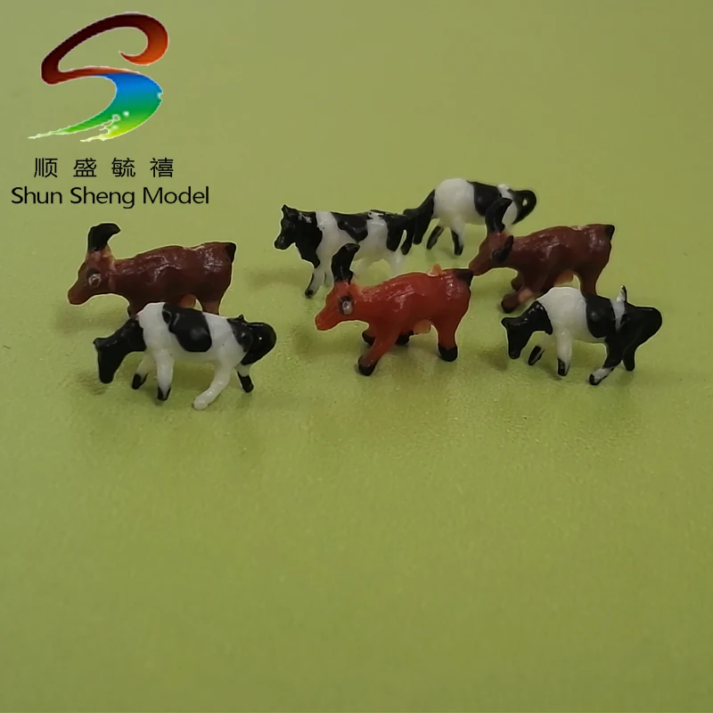 10 Pcs 1:87 Scale Painted Farm Animals Scale Model Cows for Model Railway