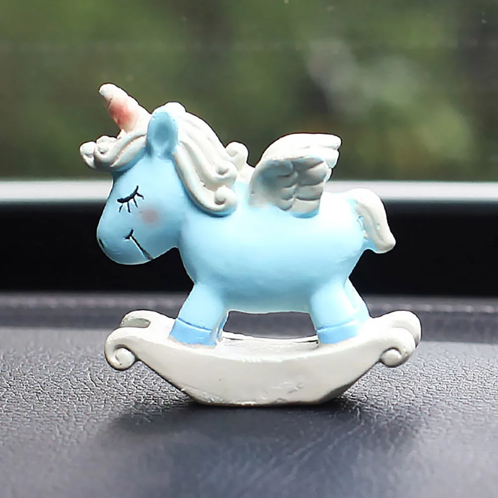 Car Decoration Resin Unicorn Ornaments Automotive Interior Unicorn Figurine Home Furnishings Cartoon Doll Kids Gift Accessories