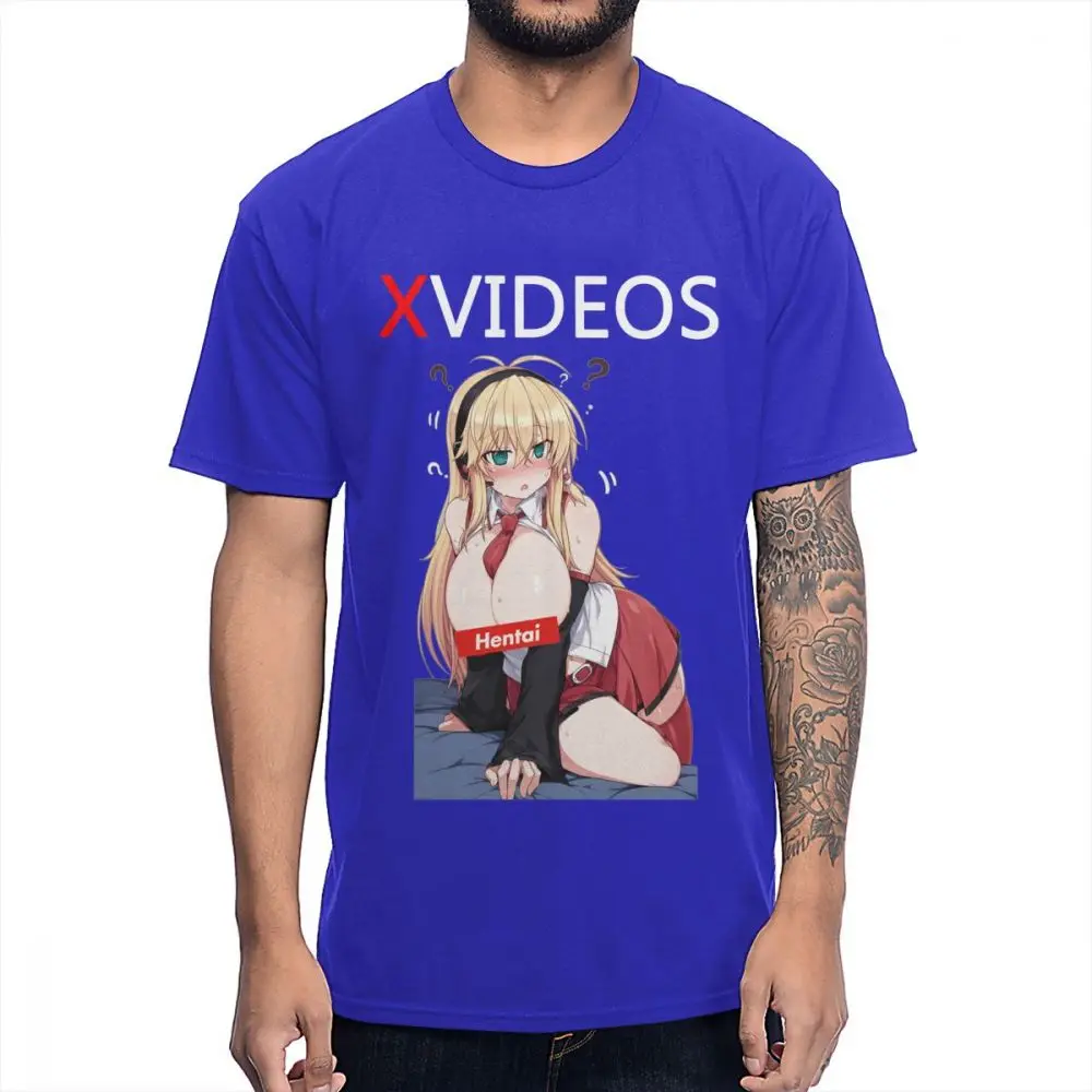 Xvideo Hentai Ahegao сексуальная девушка футболка для мужчин Новое поступление Camiseta хлопок S-6XL футболка - Цвет: Синий