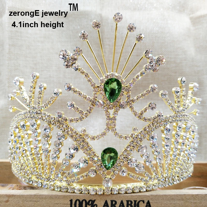 ZerongE ювелирные изделия 4," Винтажная ярко-розовая принцесса Корона Тиара ободок для волос со стразами корона с подходящими серьгами для костюма