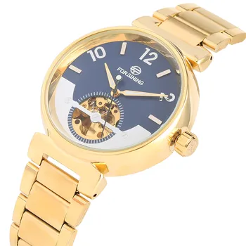 

Men's Watch Mechanical Self Winding Wristwatch Gold Stainless Steel Watch Strap Casual Mens Watches FORSINING Brand Timepiece