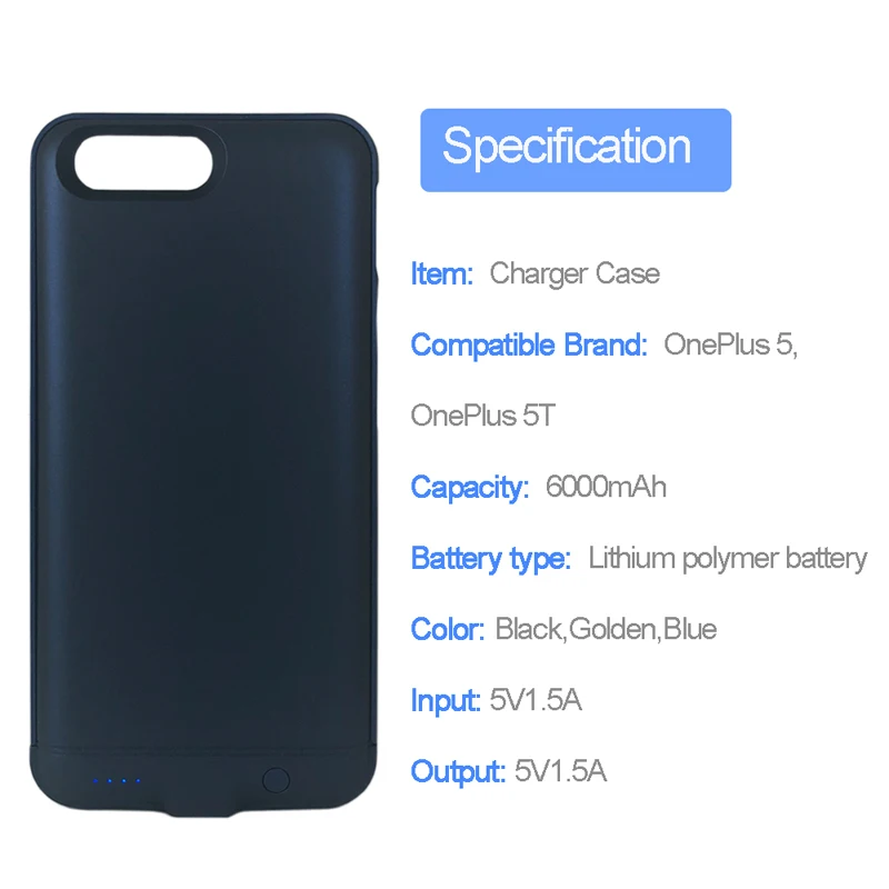 6000 мА/ч Батарея чехол для ONEPLUS 5T внешний Мощность банк Зарядное устройство на
