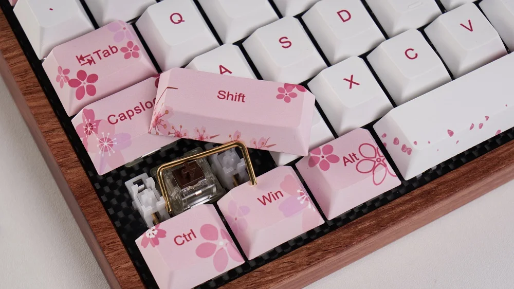 Gk84 механическая клавиатура 75% dye sub keycap Деревянный Пользовательский светильник rgb чернила paintingsakura lotus bluetooth 4,0 USB двойной режим