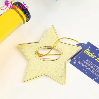 

20pcs/lot Guest Souvenirs Bridegroom Wedding Favors Gifts Gold Five-Pointed Star Shape Wine Opener Beer Bottle Opener For Party
