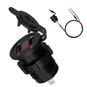 

Motorcycle Dual Socket USB Charger Waterproof Power Outlet Charger with Voltage Display Car Styling