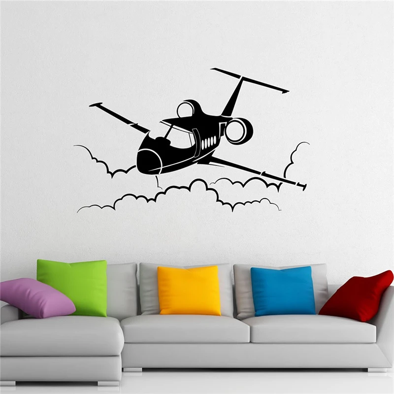 

2018 Top Fashion Wall Stickers Airplane Wall Decal Plane Vinyl Sticker Aircraft Housewares Home Interior Aviation Decor X454