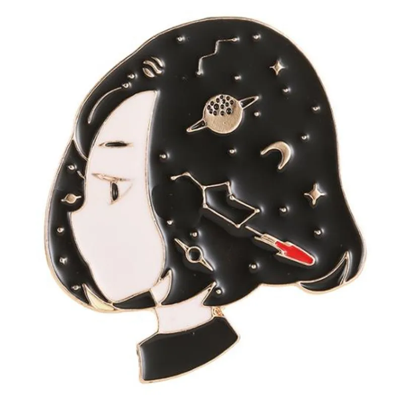 Модные Galaxy девушка металлические значки иконки на Pin Hipster брошь одежду значок для