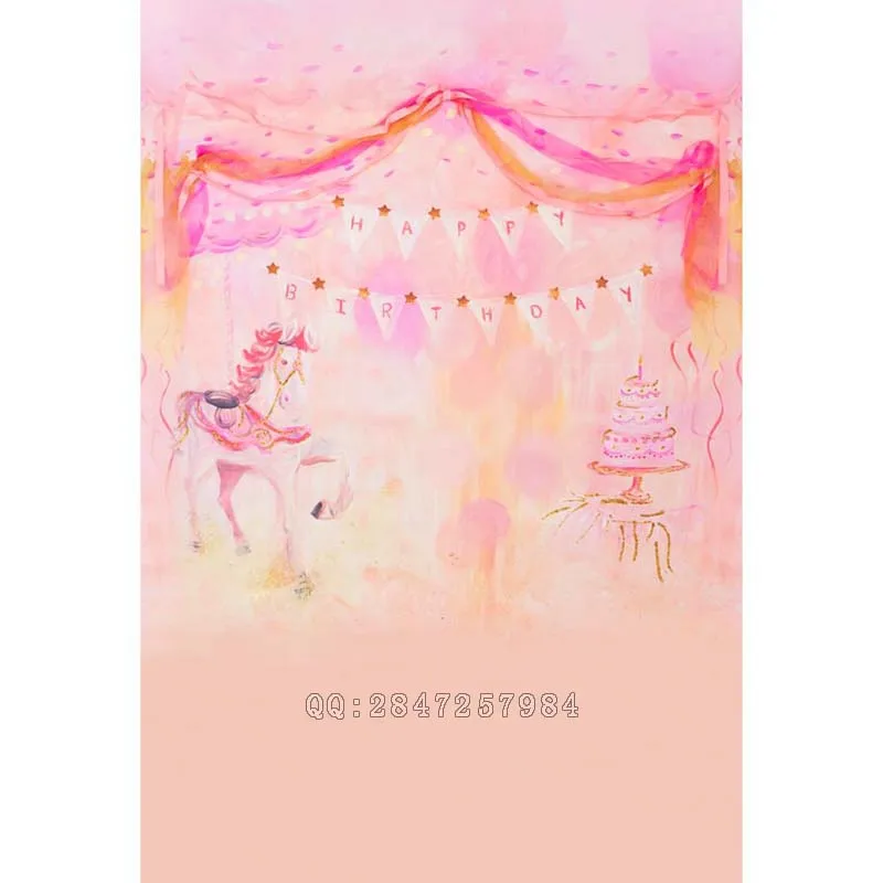 

Seamless Vinyl Photography Background Carton Carousel Playground Computed Printed Children Backdrops for Photo Studio S-1204