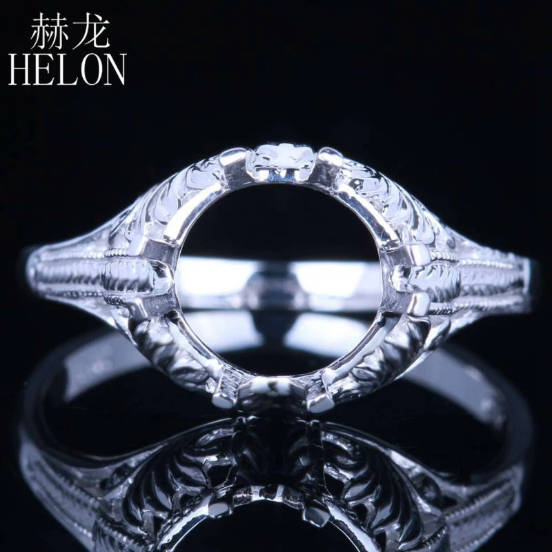 Solid 14k White Gold Semi Mount Round 7.5mm to 8mm Solitaire Classic Ladys Ring Solid 14k White Gold Semi Mount Round 7.5mm to 8mm Solitaire Classic Ladys Ring