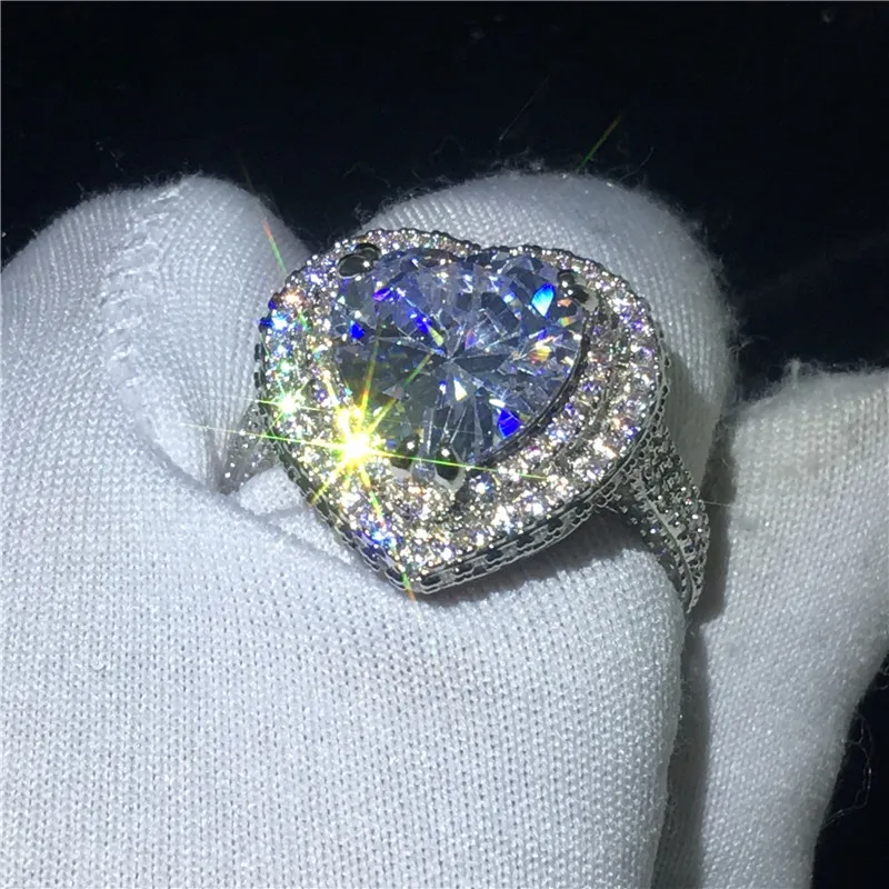Choucong кольцо в форме большого сердца, 925 пробы Серебряное 6ct AAAAA cz обручальное кольцо, кольца для женщин, вечерние ювелирные изделия