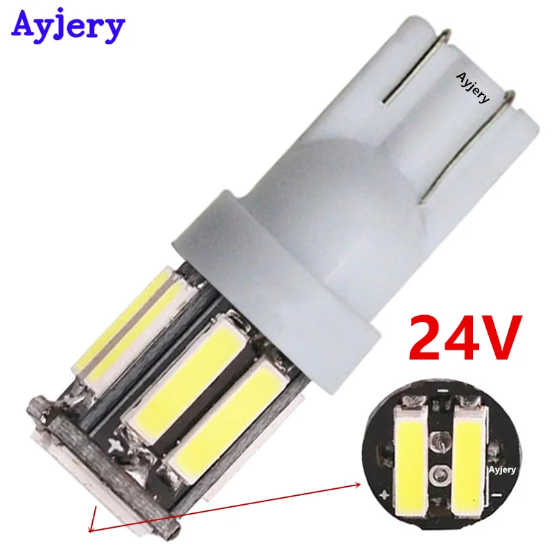 AYJERY 24 В DC! 10 шт. светодиодный светодиодные лампы T10 194 168 W5W 7014 SMD|led instrument|10 t10led t10 smd |