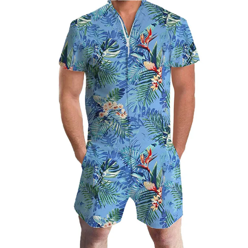 2019 Hawaiian Tiger & Flamingo Print 3D Rompers Men Jumpsuit Playsuit Harem Cargo Overalls Summer Casual Zipper Beach Men's Sets 2019 Hawaiian Tiger & Flamingo Print 3D Rompers Men Jumpsuit Playsuit Harem Cargo Overalls Summer Casual Zipper Beach Men's Sets