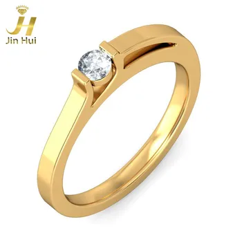 

Jinhui Women The Swansea Ring Solid 18K Yellow 750 Gold 0.11CT Natural Diamond Jewelry Free Engraving