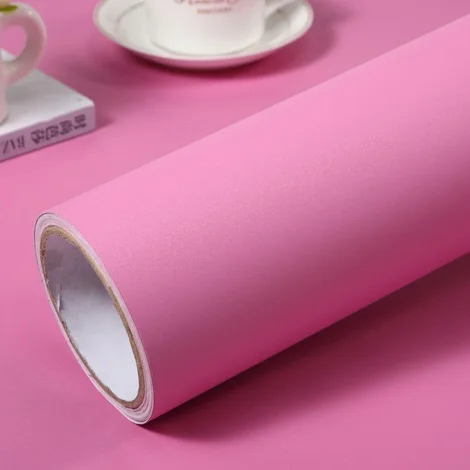 Декор для гостиной сплошной цвет виниловая настенная бумага Водонепроницаемый самоклеющиеся наклейки на стену шкафы мебель ремонт контактная бумага - Цвет: Pink