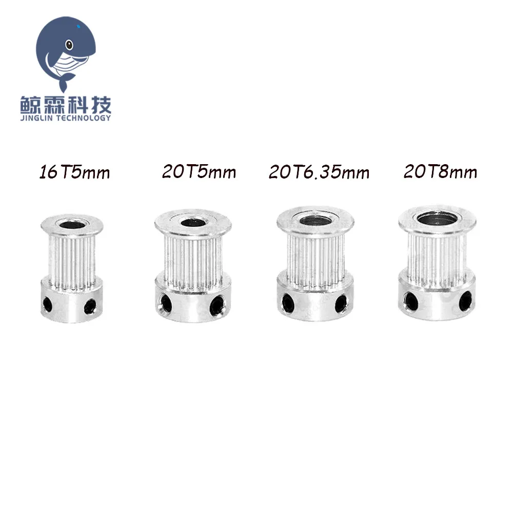 

5pcs GT2 Timing Pulley bore 5mm 6.35mm 8mm fit for GT2 belt width 9MM/10mm for CNC 3D printer parts (GT2 16 / 20teeth)